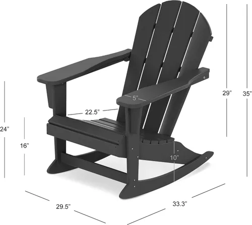 Miniatura 12 de WestinTrends Silla mecedora Malibu de poliéster para exterior/patio Adirondack, Negra
