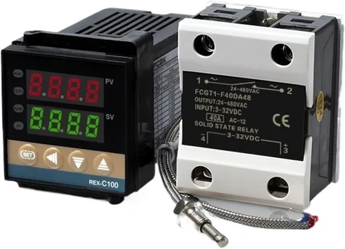 REX-C100 PID Controlador de temperatura 220 V, salida de termostato digital de 400 grados, termopar tipo SSR K de 40 A (color : contactor de CA 18
