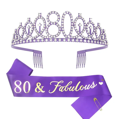 Miniatura 42 de CIEHER Corona de cumpleaños de 10 años, banda + juego de alfileres de perlas - Decoraciones y regalos para favores de fiesta de cumpleaños de 10 10º