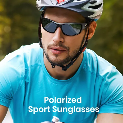 Miniatura 2 de Cyxus Polarized TR90 Cycling Sunglasses Men Women Rectangle Glasses Running Fishing Bike Baseball Sport Golf Driving 1070 1-marco negro mate negro