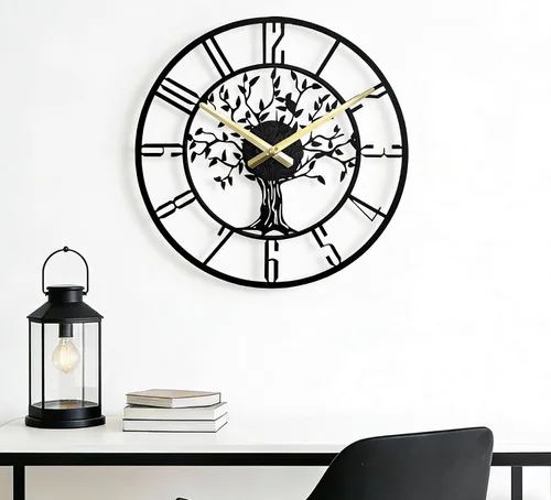 Miniatura 6 de Reloj de pared grande del Árbol de la Vida, relojes de pared grandes de metal modernos para sala de estar, reloj silencioso de 18 pulgadas operado