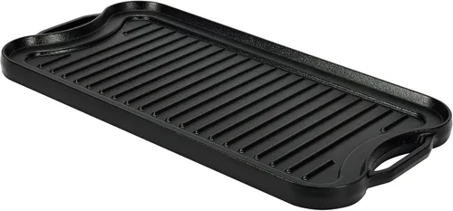 Miniatura 2 de Amazon Basics Parrilla/plancha rectangular reversible de hierro fundido pre-sazonado, negro, 20 x 10.63 x 0.98 pulgadas