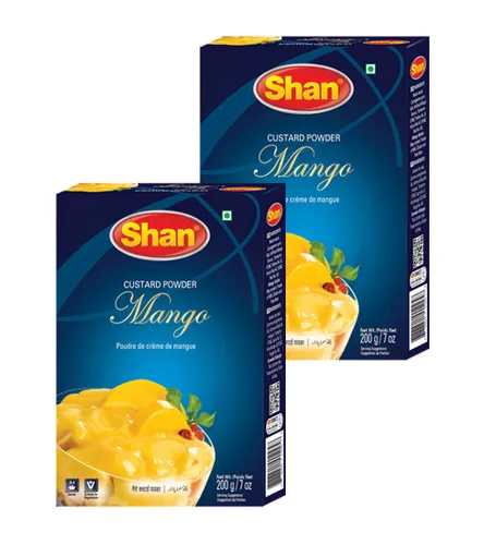 Miniatura 90 de Shan Polvo de crema de mango, 7.05 oz, postre esencial para cualquier ocasión, apto para vegetarianos, bolsa hermética en una caja (paquete de 3)