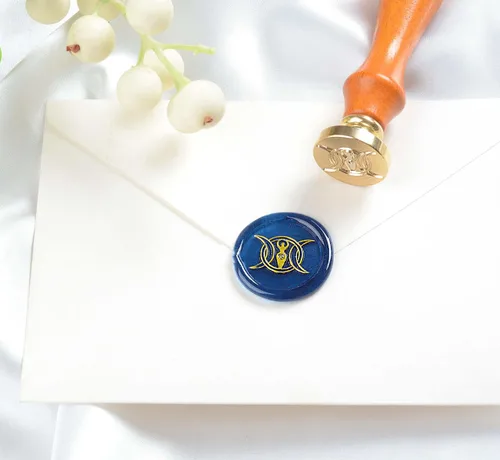 Miniatura 2 de Triskelion, triquetra, vector, diosa, pentáculo, árbol de la vida en triple luna, sello de cera para invitación de boda, tarjetas, cartas, envoltura