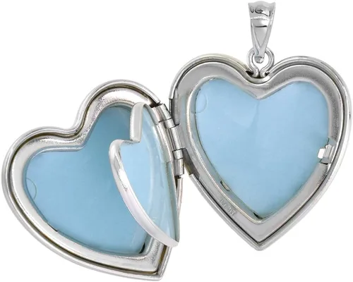 Miniatura 2 de Collar con medallón de plata de ley de 1.0in para mujer con 4 cuadros grabados de 40,6 a 20.0in