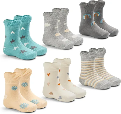 Miniatura 11 de Calcetines de algodón para bebés y niños pequeños, calcetines antideslizantes para niños, paquete de 6