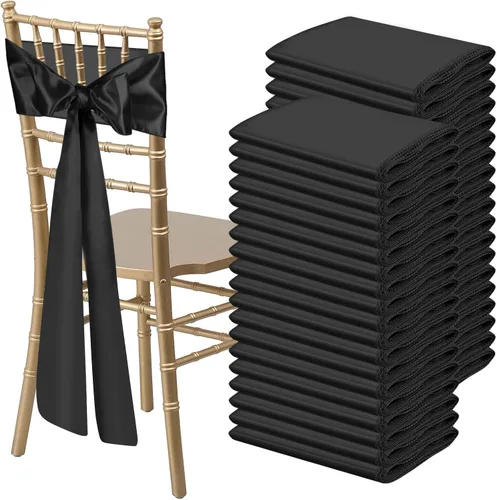 Miniatura 34 de 10 PCS Lazos de Satén Azul Bebé para Sillas Bandas Universales Cintas para Sillas Lazos Traseros para Bodas Fiestas Recepciones Eventos Banquetes