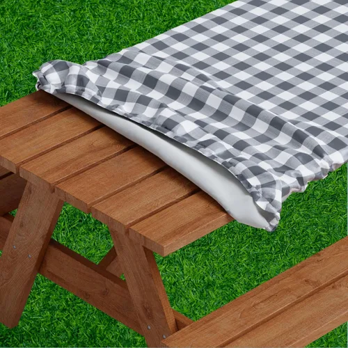 Miniatura 9 de Sorfey Mantel de picnic ajustado con elástico, vinilo con reverso de franela, se adapta a mesa de 48 x 24 pulgadas, rectangular, a prueba de agua