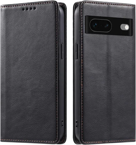 Miniatura 2 de Funda de cuero compatible con Google Pixel 7, compatible con Google Pixel 7 5G GVU6C GQML3 Flip Folio PU Funda de cuero negro
