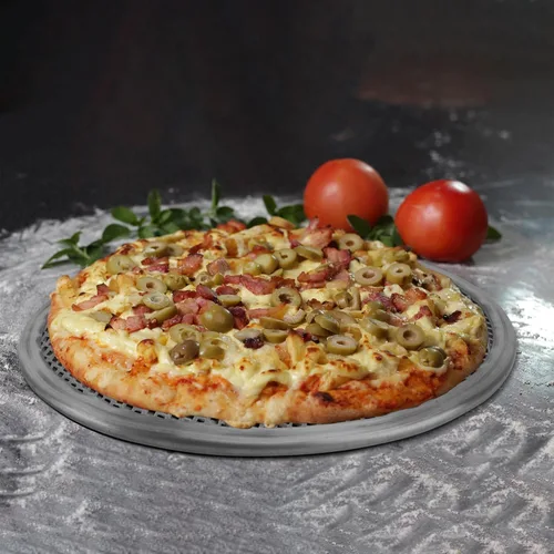 Miniatura 7 de SHERCHPRY Red de aluminio de la bandeja de la hornada de la pizza de 11 pulgadas de la malla perforada antiadherente de la pantalla para el uso