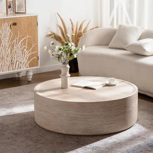 Miniatura 19 de Mesa de centro moderna, mesa de té central circular de 15.75 pulgadas, mesa de cóctel, mesas de centro redondas cilíndricas para sala de estar