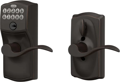 Miniatura 8 de SCHLAGE FE595VCAM716ACC FE595VCAM/ACC 716 cerradura de teclado para puerta, con manija Accent, flexible, bronce envejecido