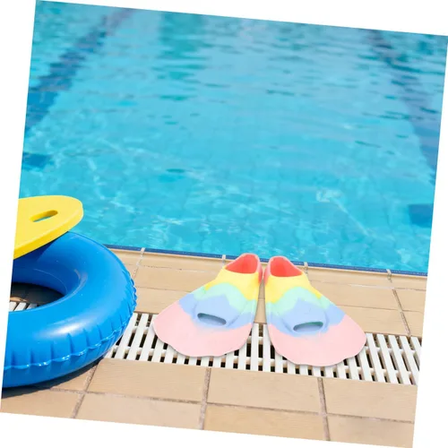 Miniatura 9 de Luxshiny Aletas de natación de silicona flexibles para aletas cortas ligeras y portátiles para entrenamiento de natación, aletas de esnórquel