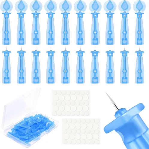 50 paquetes de agujas desechables para espinillas y 72 puntos adhesivos para espinillas, para acné de puntos blancos con boca cerrada (50 paquetes)