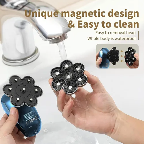 Miniatura 7 de SHPAVVER Afeitadoras de cabeza para hombres calvos: maquinilla de afeitar eléctrica 5 en 1 - Kit de aseo de afeitar impermeable IPX7 para hombres