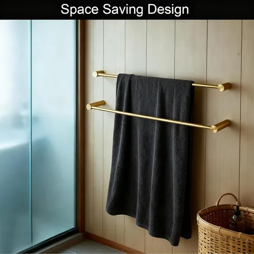 Miniatura 4 de Toalleros para baño, NEWRAIN Barra de toalla doble de baño de 30 pulgadas montada en la pared, toallero de cocina de acero inoxidable, varilla