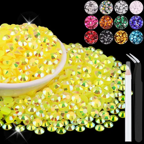 Miniatura 80 de 12000 diamantes de imitación de resina de 0.079 pulgadas a granel para manualidades (transparente), cristales deslumbrantes con parte trasera plana