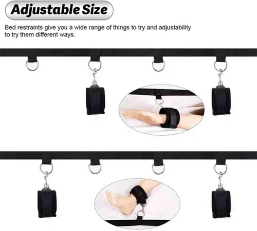 Miniatura 7 de Kit sexual para parejas debajo de la cama King, correas sexis ajustables y sujetadores de amarre para adultos, parejas, tobillos y muñecas