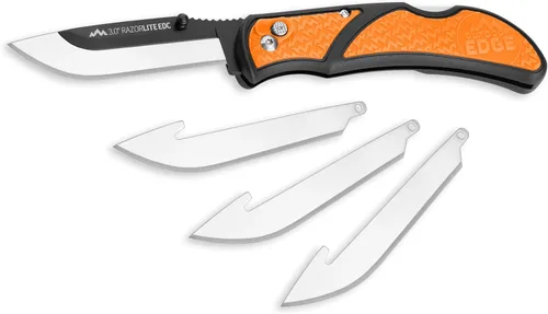 OUTDOOR EDGE Cuchillo EDC RazorLite de 3.0 pulgadas, cuchillo plegable EDC con hojas reemplazables y clip, apertura con una mano para portabilidad