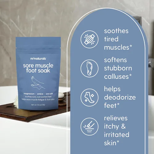 Miniatura 5 de M3 - Remojo muscular para pies doloridos, 16 onzas, relajante y exfoliante, baño de sal marina de magnesio para pies cansados, irritados