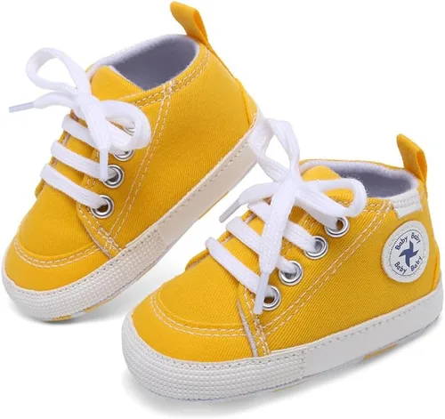 Miniatura 3 de Baby Girls Boys Shoes Soft Anti-Slip Sole Newborn First Walkers High Top Canvas Denim Unisex Infant Sneaker