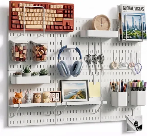 Miniatura 12 de Keepo - Juego de combinación de tableros de clavijas y accesorios modulares para colgar en pared, para organizador de pared, organización de Negro