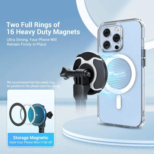 Miniatura 2 de Trípode magnético para selfie stick con control remoto, soporte magnético para iPhone 17 16 15 14 13 12 Pro Max Mini, trípode de teléfono