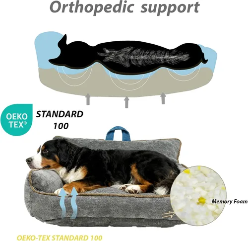Miniatura 5 de Cama mediana para perro, cama calmante para perros, cama para perros de tamaño mediano, impermeable, M (23.5 x 15.5 x 13.5 pulgadas)