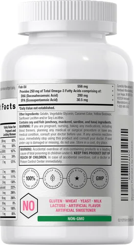 Miniatura 3 de Horbäach Multivitamínico prenatal para mujer con DHA, hierro y ácido fólico, 70 cápsulas blandas, sin OMG y sin gluten