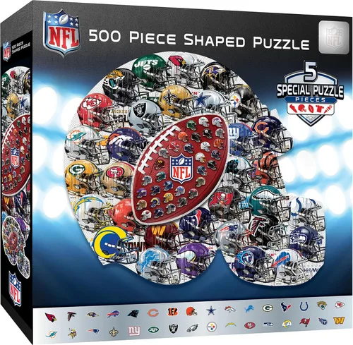 MasterPieces Rompecabezas con Forma de Casco de Arte Drip de la NFL de 500 Piezas - Perfecto para Fanáticos de la NFL - 25"x22"