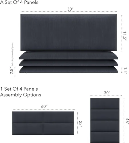 Miniatura 181 de Vant - Paneles tapizados para pared - Cabeceros montados en la pared tamaño King/Cal King - Cuero vintage blanco tórtola - Twin/King - Juego de 4