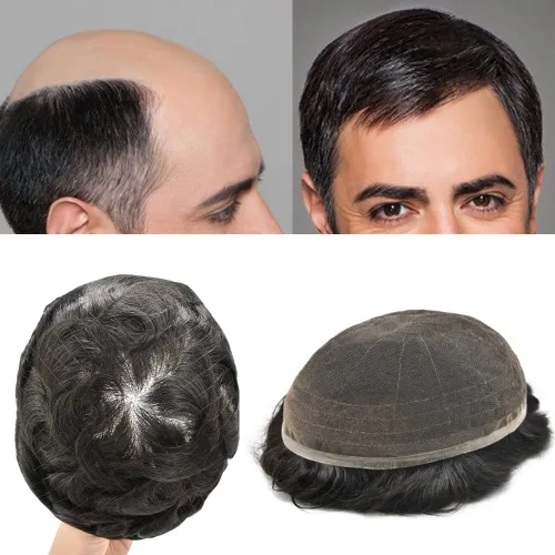Miniatura 76 de PUNRU HAIR Completo Swiss Lace Toupee para hombres Sistema de cabello humano real Sistema de reemplazo de cabello humano para hombre Toupee