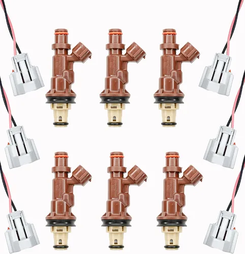 Juego de 6 inyectores de combustible con conector arnés de enchufe de repuesto para Toyota 1999-2004 Tacoma 2000-2004 Tundra 3.4L 1999-2002 4Runner
