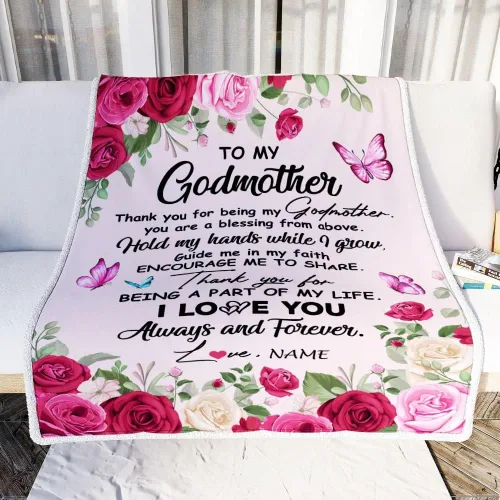 Miniatura 2 de Manta personalizada con texto en inglés «To My Godmother from Goddaughter Godson Thank You for Being My Godmother», para Día de la Madre