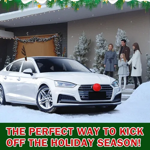 Miniatura 3 de Cuernos de reno para coche con nariz roja y cola - Reno de Navidad para adornos de coche - Kit premium de cuernos de Rudolph para SUV, camioneta