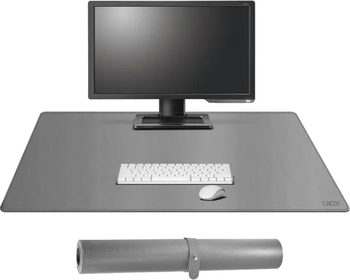 Miniatura 51 de Cacoy Tapete de escritorio de cuero, 70.8 x 24 pulgadas, tamaño mega, extendido, tapete de escritorio profesional para escritorio completo, Negro