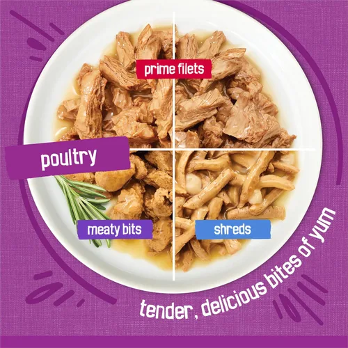 Miniatura 4 de Purina Friskies - Paquete variado de alimentos húmedos en salsa para gatos, trituraciones de aves de corral, trozos de carne y filetes Prime