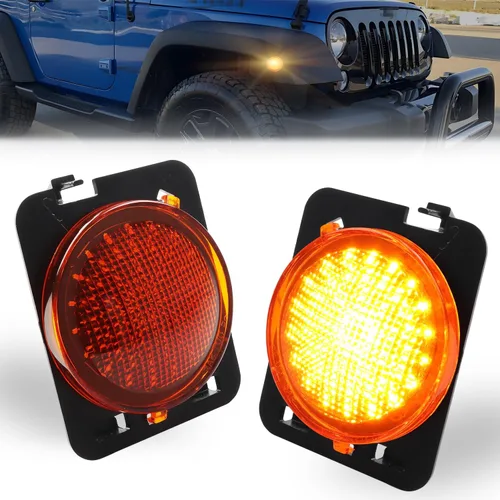 Miniatura 14 de Luces LED secuenciales de marcador lateral para guardabarros delanteros para J-e-e-p Wrangler JK 2007-2019, lámparas de marcador de parachoques