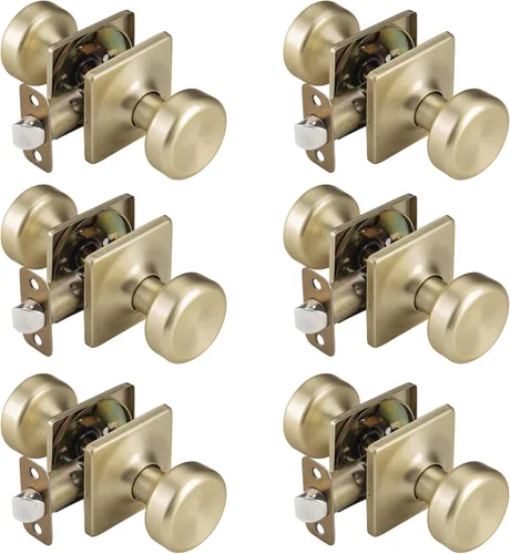 Miniatura 20 de Paquete de 6 pomos de puerta negros con roseta cuadrada, pomos de puerta Pismo con cerradura, manijas de puerta de privacidad interior para baño
