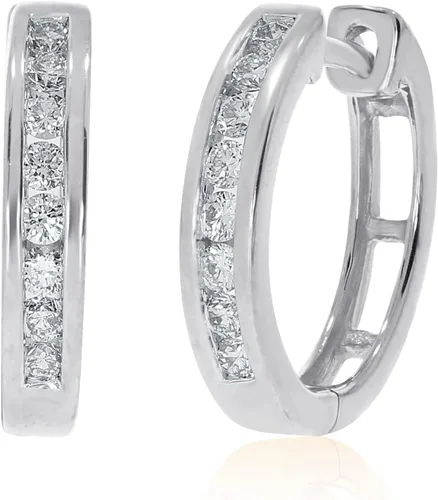 Aretes de aro de diamantes cultivados en laboratorio para mujer, aretes de aro chapados en oro TW de 14-12 CT Joyas de diamantes brillantes GH VSSI