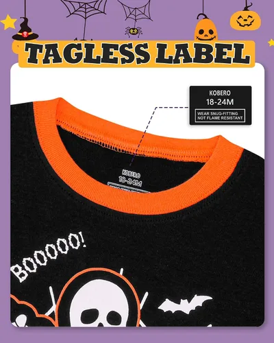 Miniatura 2 de KOBERO Pijamas de Halloween 100% algodón para niños y niñas de 18 meses-12 años