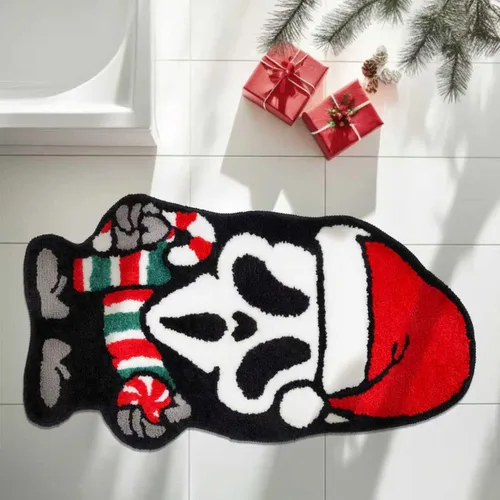 Miniatura 5 de GAGEC Alfombra de Navidad fantasma, Halloween, espeluznante, gótica, decorativa, para baño, entrada, bañera, hogar, sala de estar, tapete de baño