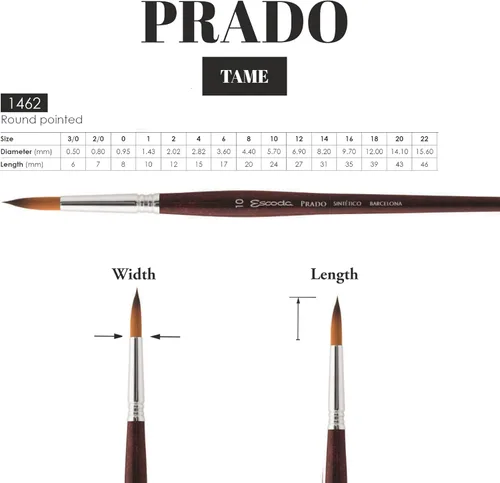 Miniatura 3 de Escoda Art Products Escoda Prado Series - Pincel redondo de mango corto para acuarela y acrílico, tamaño 10, color sable sintético