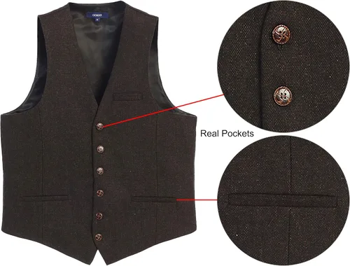 Miniatura 120 de Gioberti Chaleco de tweed formal de 6 botones para hombres