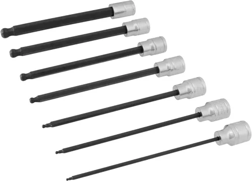 Miniatura 7 de Performance Tool W38750 - Juego de llaves hexagonales SAE de longitud extendida de 7 piezas, enchufes de acero al cromo vanadio con puntas S2