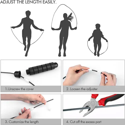 Miniatura 4 de Cuerda de saltar sin enredos de velocidad rápida, cable de salto con rodamientos de bolas para mujeres, hombres y niños, cuerda de saltar de acero