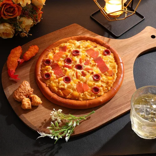 Miniatura 7 de Roshtia 12 piezas de 17 x 12 pulgadas de madera para hacer paletas de pizza con asa, tabla de cortar colgante, espátula, paleta para pan, queso