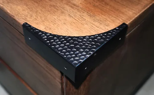 Miniatura 8 de Protectores de esquina de metal negro decorativo de madera, protectores de esquina de caja de 2.56 pulgadas, esquinas de mesa de metal, soportes