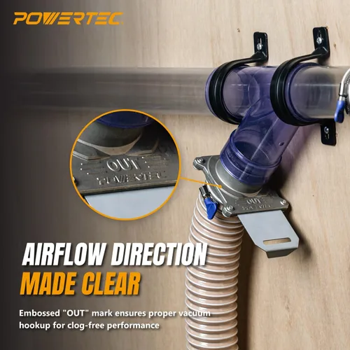 Miniatura 4 de POWERTEC 70325 Compuerta de aspiración de 2-1/2 pulgadas, con antiobstrucción y sello contra fugas de aire para recolección de polvo Puerta