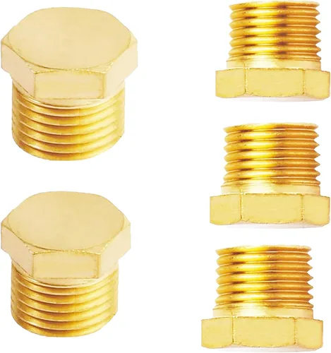 Miniatura 6 de AOPANDA Enchufe de extremo de manguera de jardín de latón 1/2 NPT rosca macho macho tapas de enchufe hexagonal externo, accesorios 5 unidades.
